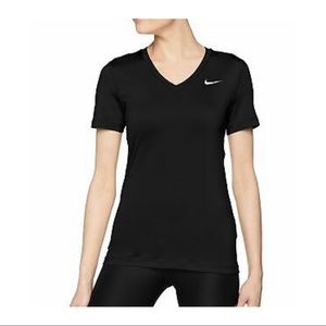 NIKE Women’s Dri-Fit Black V Neck Top